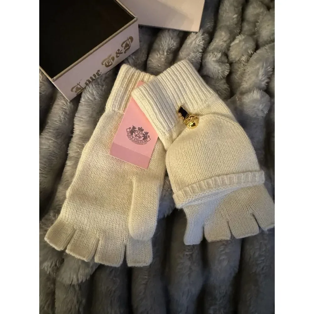 Nib vintage love p & g juicy couture white fingerless mittens/gloves IOB